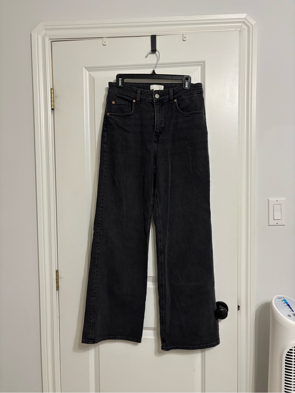 H&M Black High-Rise Wide-Leg Jeans
